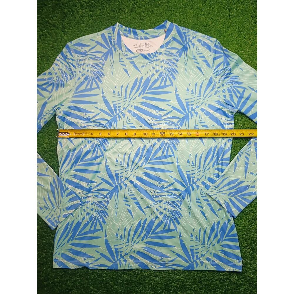 Salt Life SLX Men's XL Blue Camo Short Sleeve Performance Shirt - Picture 4 of 7